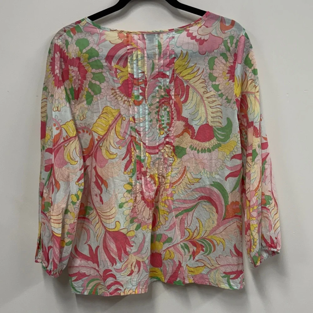 Talbots Multicolor pintuck Floral Blouse S - Picture 7 of 7